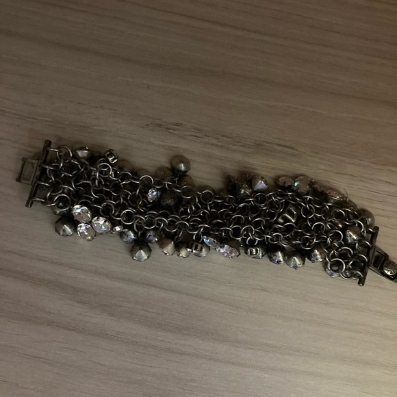 J. Crew Brushed Silver Rhinestone Bracelet - Picture 6 of 6